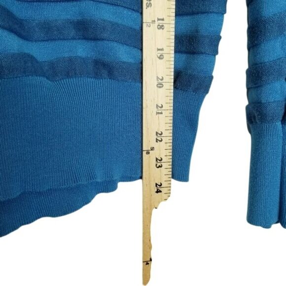Lane‎ Bryant Womens Blue Striped V-Neck Sweater Size 14/16 Rayon & Nylon Blend - Picture 7 of 9